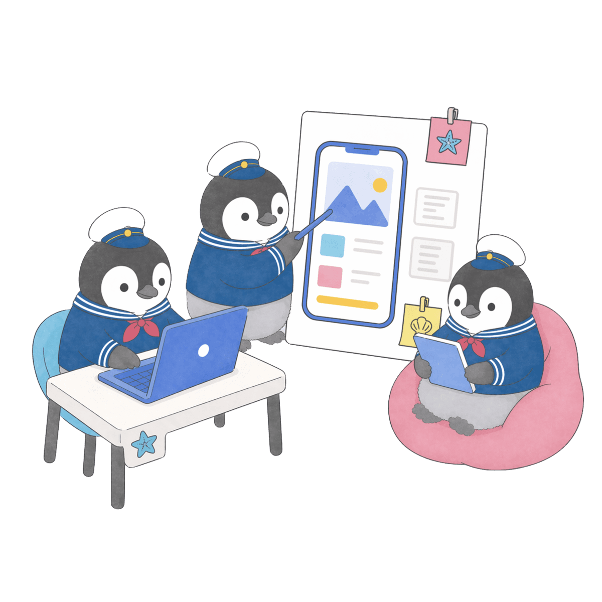 セーラー服のペンギンたち